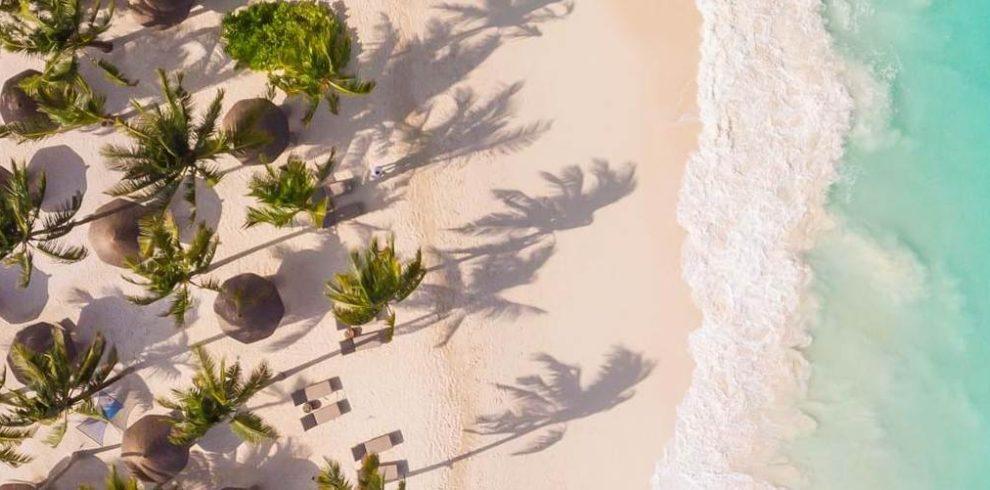beach drone view zuri zanzibar tanzania